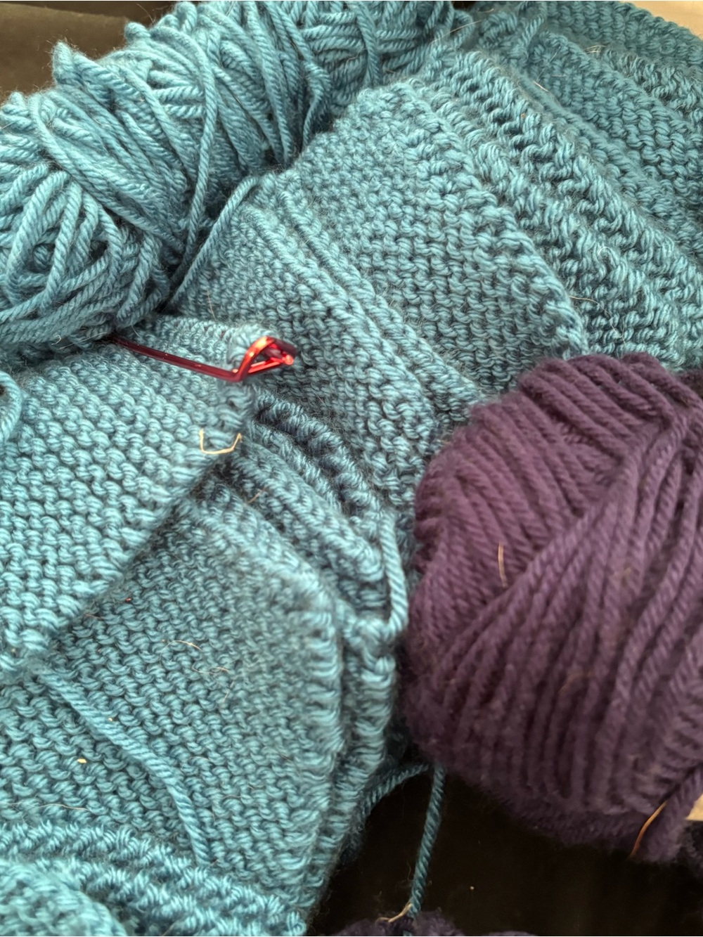 Yarn Patchwork Knitting Project Teal Dark Blue Lime Green Squares to be finished - Picture 10 of 12